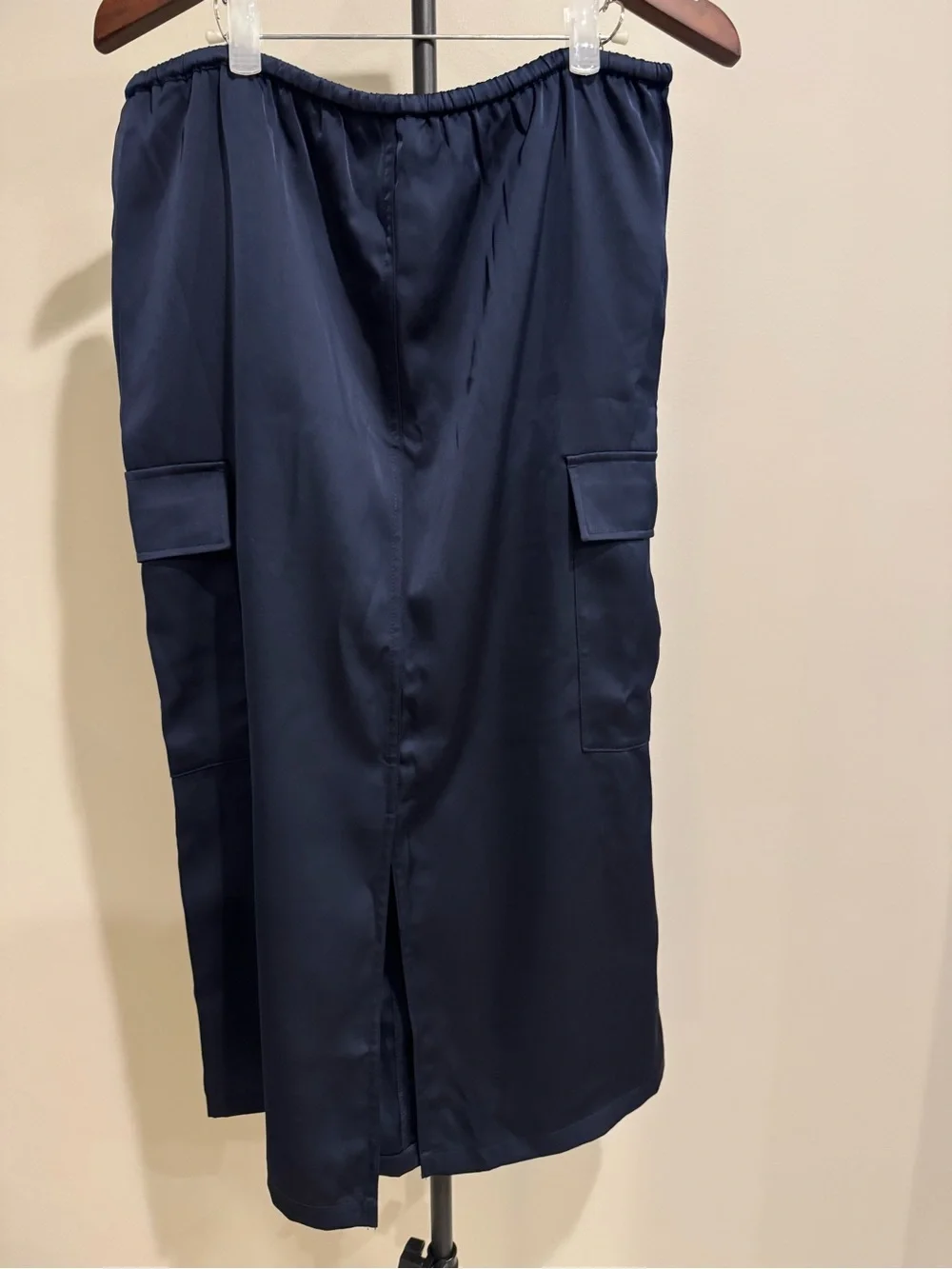 Banana Republic Womens Navy Blue Cargo Maxi Skirt - Satin Like Fabric Size Med